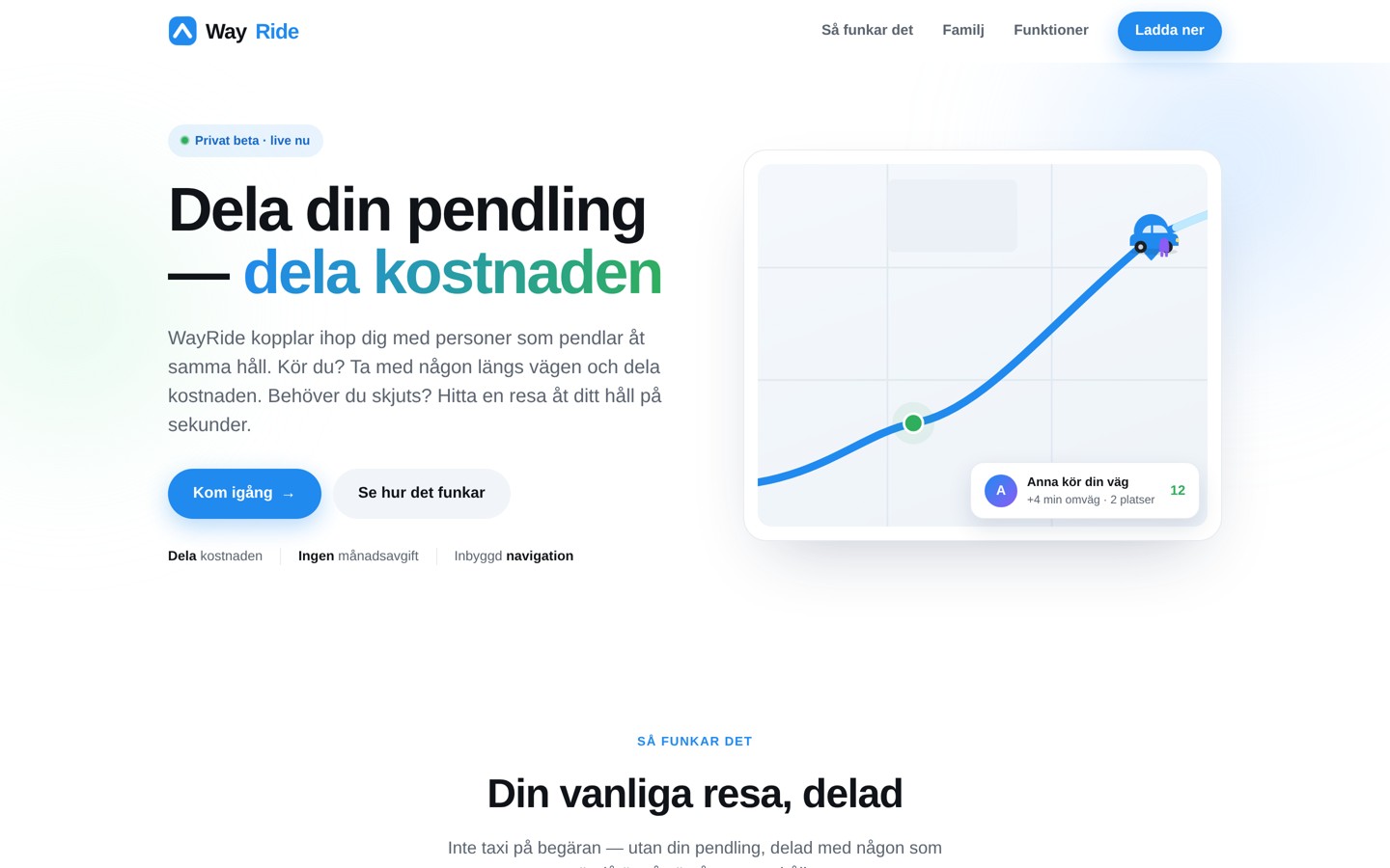 Skärmbild från Wayrides hemsida